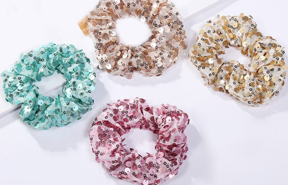 Scrunchies with sequins (handmade)