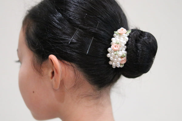 Handmade Hair accessories with pearl and roses for your bun