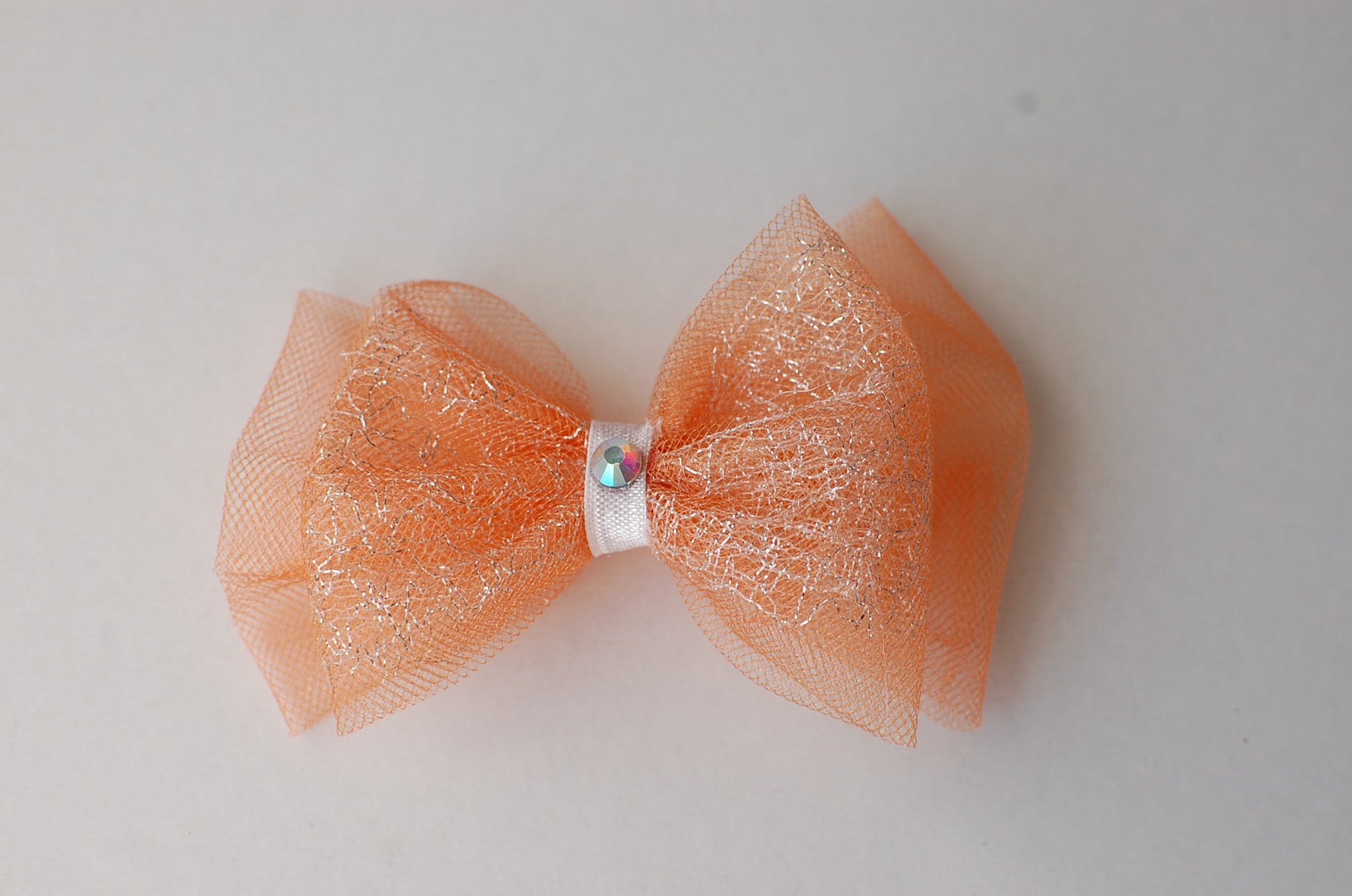 Orange tull ribbon hair clip/brooch