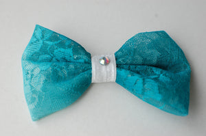 Emerald green ribbon hair clip/brooch