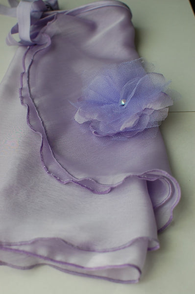 Purple flower hair clip/brooch with Silky Chiffon & tulle