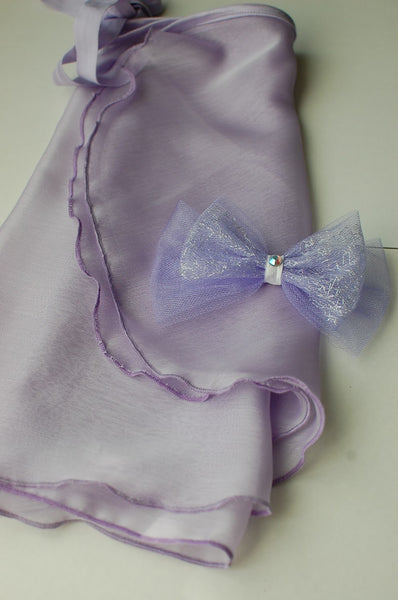 Purple tull ribbon hair clip/brooch