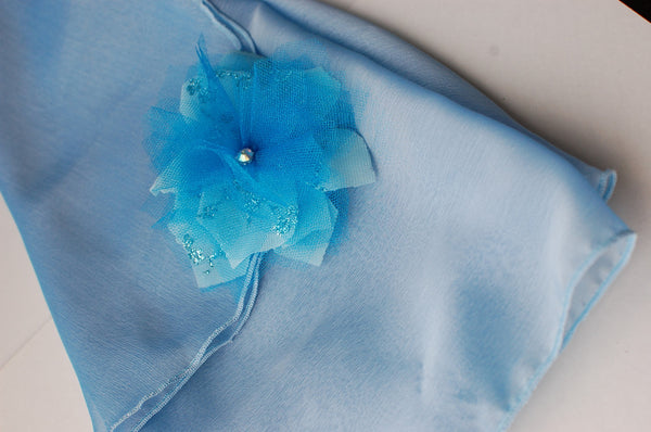 Sly blue with glitter flower hair clip/brooch