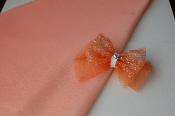 Orange tull ribbon hair clip/brooch