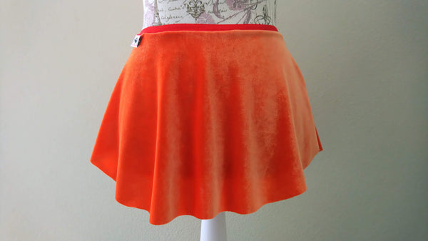 【Orange】Velvet pull-on skirt