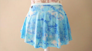 【Blue tie-dye marble】Pull-on skirt