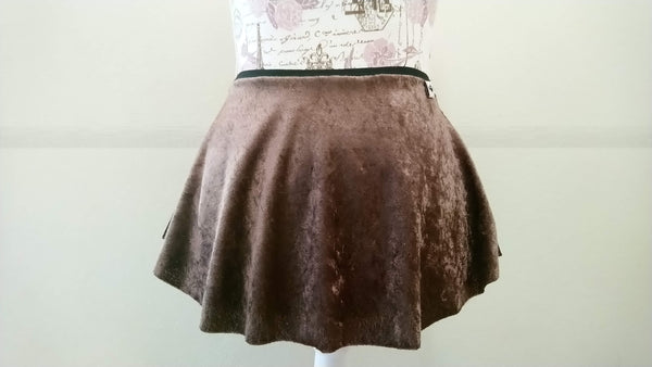 Crushed Brown Velvet pull-on skirt