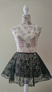 Black lace flowy pull-on skirt