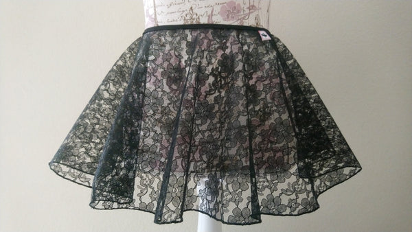 Black lace flowy pull-on skirt