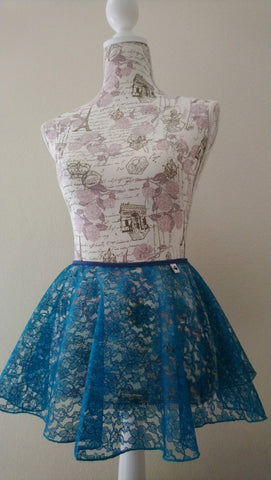 Aqua Blue lace flowy pull-on skirt