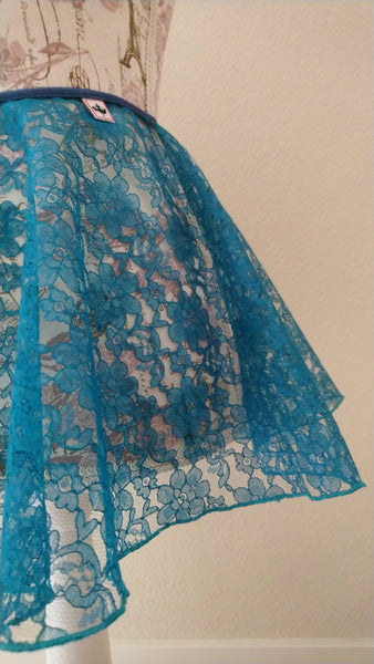 Aqua Blue lace flowy pull-on skirt