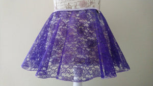 Purple lace flowy pull-on skirt