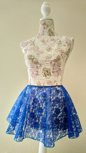 Royal Blue lace flowy pull-on skirt