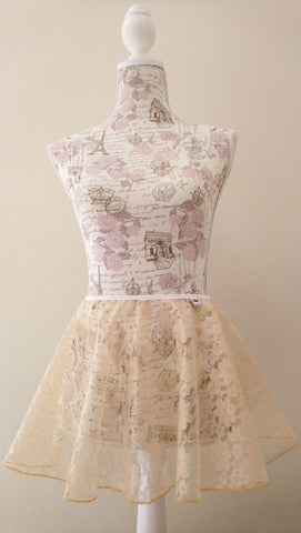 Champagne Gold lace flowy pull-on skirt