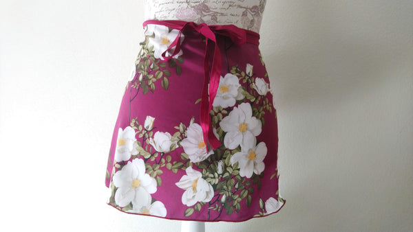 Flowers in Burgundy spandex wrap skirt for kids