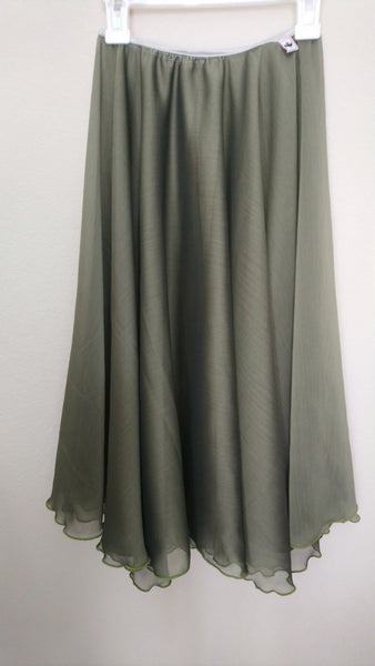 【 Iridescent dark green Chiffon】Rehearsal long flowy skirt