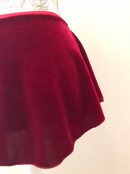 【Wine Red】Velvet pull-on skirt